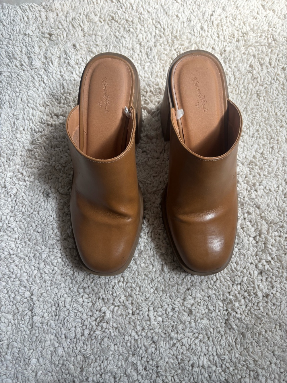 Target Brown Leather Slip-On Mule Heels